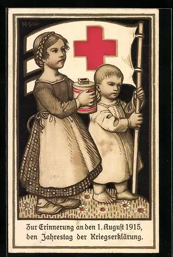AK Nürnberg, Orts-Sammel-Komitee vom Roten Kreuz, Kinder mit Spendenbüchse