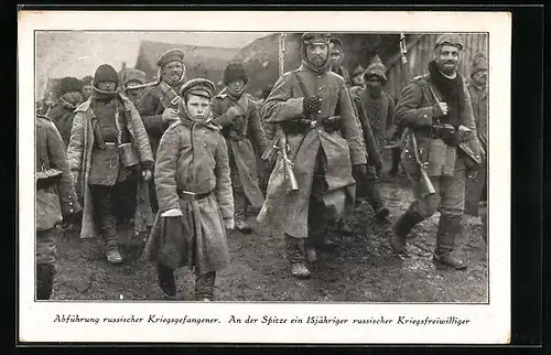 AK Abführung russischer Kriegsgefangener, 15 jähriger Kriegsfreiwilliger