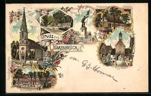 Lithographie Quakenbrück, Gasthaus Schützenhof, Plangemann`s Cafe, New York