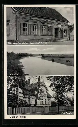 AK Derben /Elbe, Gasthaus zur deutschen Eiche, Villa Northe