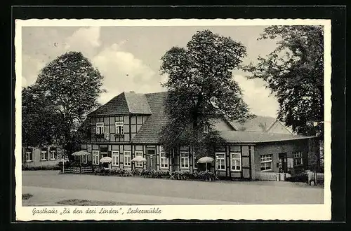 AK Leckermühle / Bohmte, Gasthaus Zu den drei Linden, Aussenansicht