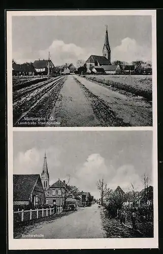 AK Molbergen i. O., Landstrasse Stedingmühle, Ermkerstrasse