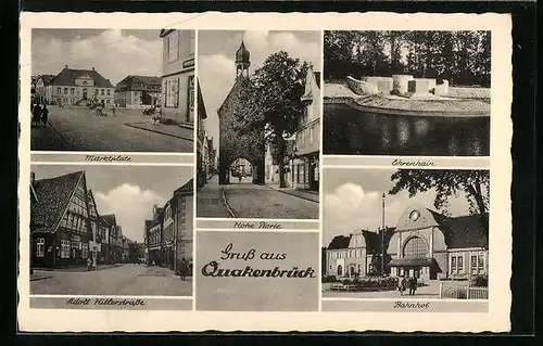 AK Quakenbrück, Strasse, Bahnhof, Marktplatz