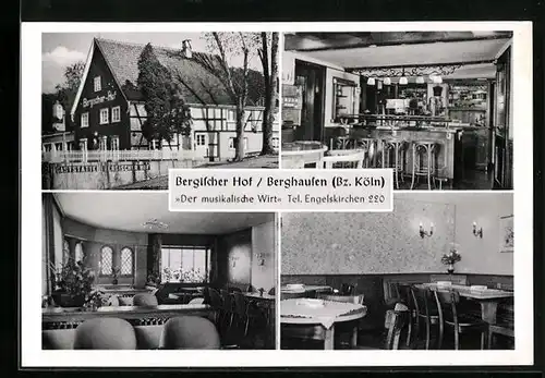 AK Berghausen, Gasthaus Bergischer Hof, Aussen- und Innenansichten