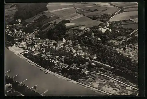 AK Herstelle / Weser, Gesamtansicht, Luftbild