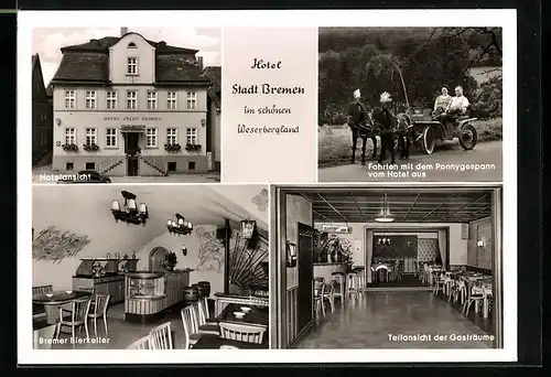 AK Beverungen / Weser, Hotel Stadt Bremen, Ponnygespann