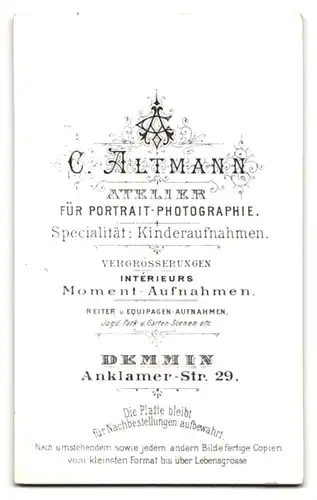 Fotografie C. Altmann, Demmin, Anklamerstrasse 29, Junge Frau mit Kurzhaarfrisur