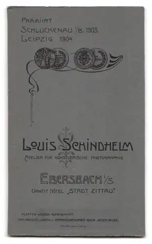 Fotografie Louis Schindhelm, Ebersbach, Kleiner Bursche mit Bibel in der Hand