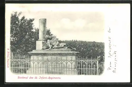 Relief-AK Maslojed, Denkmal des 12. Infanterie-Regiments