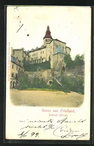 Relief-AK Friedland / Frydlant, Ansicht vom Schloss