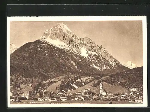 AK Mittenwald gegen Wetterstein, Ganzsache WHW Winterhilfswerk 1934 /35
