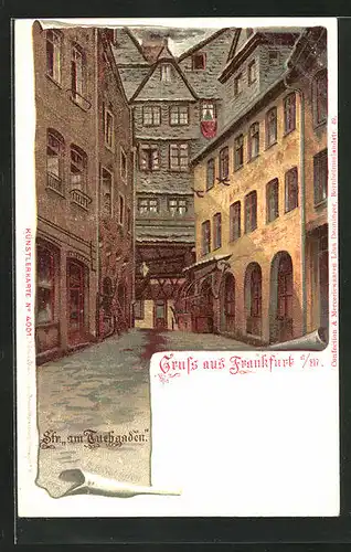 Lithographie Alt-Frankfurt, Strasse am Tuchgaden