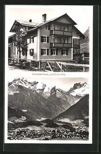 AK Oberstdorf /Allgäu, Hotel Fremdenheim Scheibenhaus, Lorettostrasse, Totalansicht