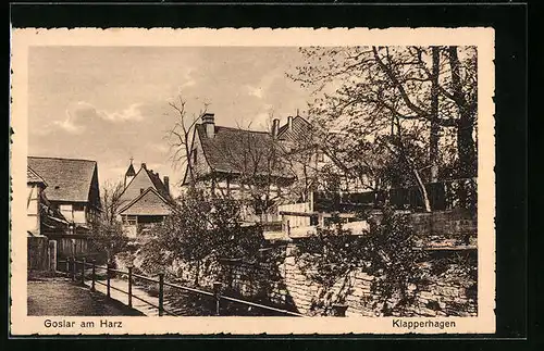 AK Goslar, Strasse Klapperhagen mit Häusern