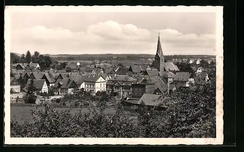 AK Mengeringhausen, Blick auf Ortschaft mit Kirche