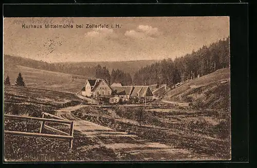 AK Zellerfeld im Harz, Gasthaus Kurhaus Mittelmühe mit Umgebung