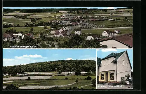 AK Ehringshausen, Lebensmittel W. Krug, Ortsansicht