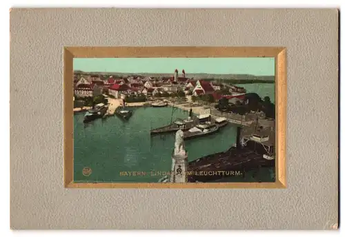 Fotografie unbekannter Fotograf, Ansicht Lindau, Blick auf den Hafen mit Leuchtturm