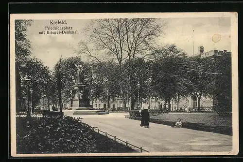 AK Krefeld, Friedrichplatz mit Krieger-Denkmal