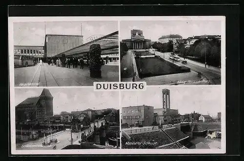AK Duisburg, Hauptbahnhof, König Heinrich Platz, Marinetor-Schleuse, Schwanentorbrücke