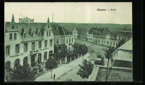 AK Güsten i. Anh., Hotel Thüringer Hof, Strassenpartie