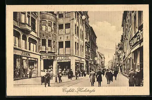 AK Crefeld, Hochstrasse, Menschenmassen bummeln durch die Einkaufsstrasse