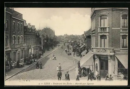 AK Lens, Boulevard des Ecoles, marché aus légumes