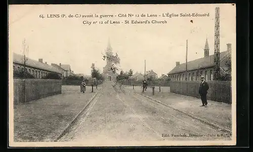 AK Lens, avant la guerre, L`Église Saint-Edouard