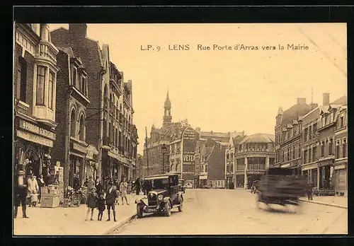 AK Lens, Rue Porte d`Arras vers la Mairie