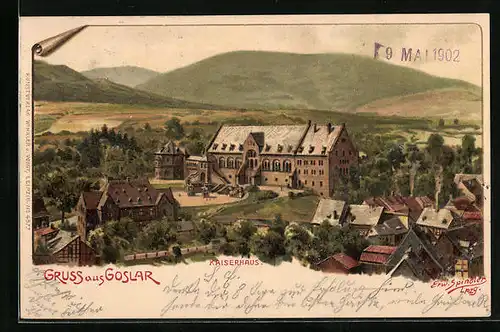 Künstler-AK Erwin Spindler: Goslar, Sicht zum Kaiserhaus