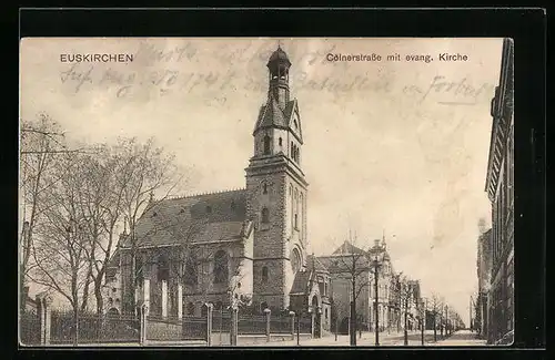 AK Euskirchen, Cölnerstrasse mit evang. Kirche