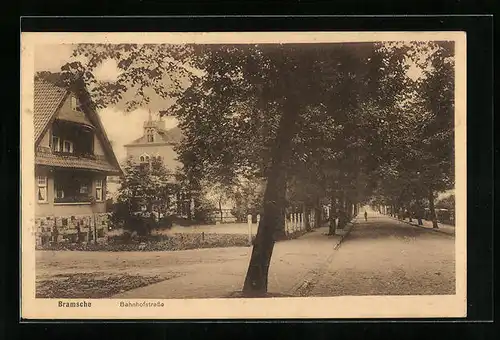 AK Bramsche, Bahnhofstrasse mit Wohnhaus