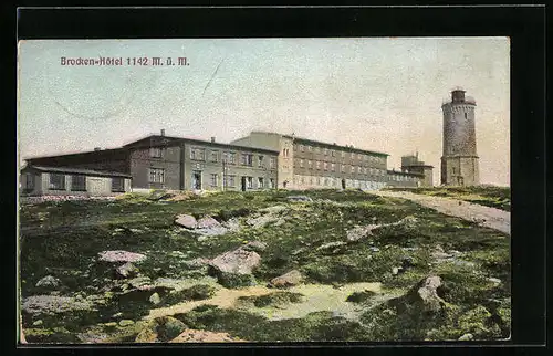 Relief-AK Goslar, Blick auf das Brocken-Hotel