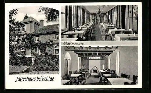 AK Sehlde, Gasthaus Jägerhaus, Innen- und Aussenansicht