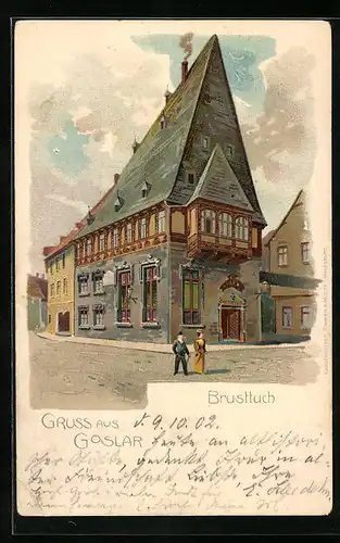 Lithographie Goslar, Gasthaus Brusttuch