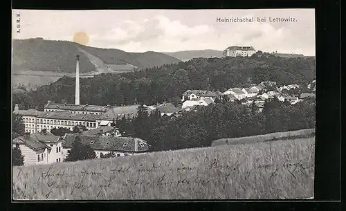 AK Heinrichsthal b. Lettowitz, Zamek, Panorama