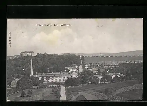 AK Heinrichsthal b. Lettowitz, Zamek, Kostel, Fabrik