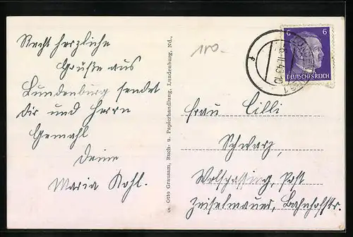 AK Lundenburg, Flusspartie mit Blick auf den Ort