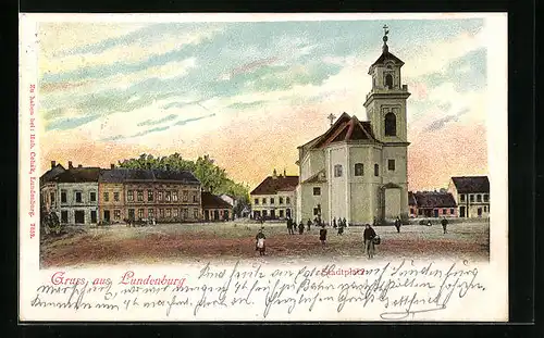 AK Lundenburg, Kostel, Namesti, Stadtplatz