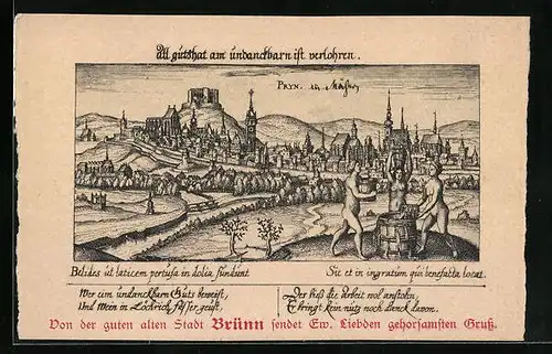 Künstler-AK Brünn / Brno, Panorama