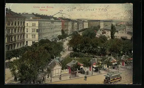 AK Brünn / Brno, Strassenbahn am Bahnring