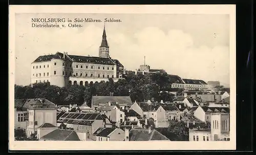 AK Nikolsburg N. D., Schloss Dietrichstein von der Ostseite