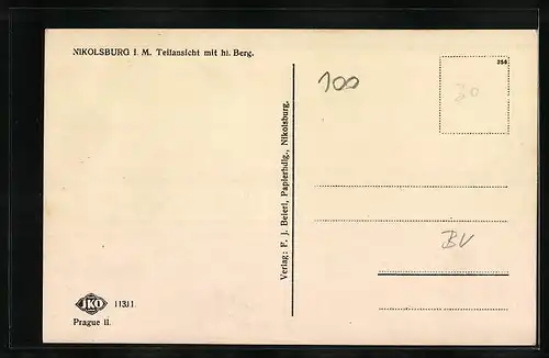 AK Nikolsburg N. D., Teilansicht mit hl. Berg