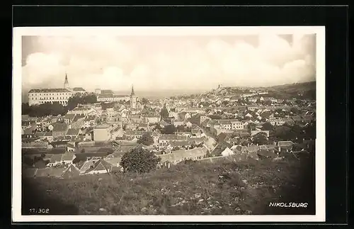 AK Nikolsburg N. D., Gesamtansicht vom Berg aus