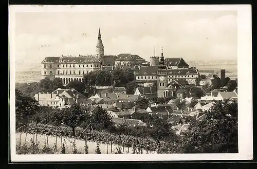 AK Nikolsburg N. D., Blick auf das Schloss vom Weinberg aus