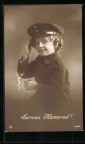 AK Kleiner Soldat mit Zigarette