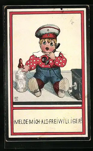 AK Kleiner Soldat am Telefon