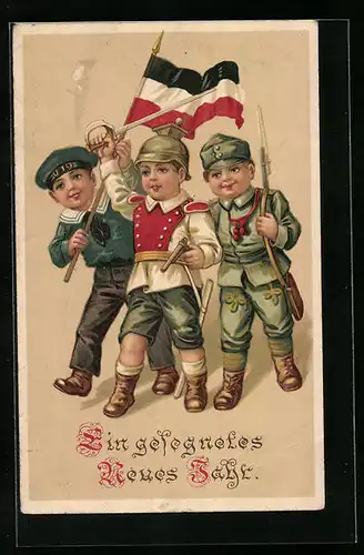 AK Kleiner Ulan mit Kameraden