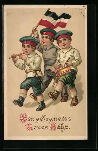 AK Kleine Soldaten mit Trommeln und Piccolo-Flöte