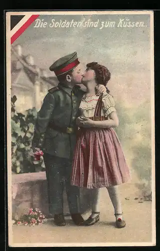 AK Kleiner Soldat küsst seine Liebste